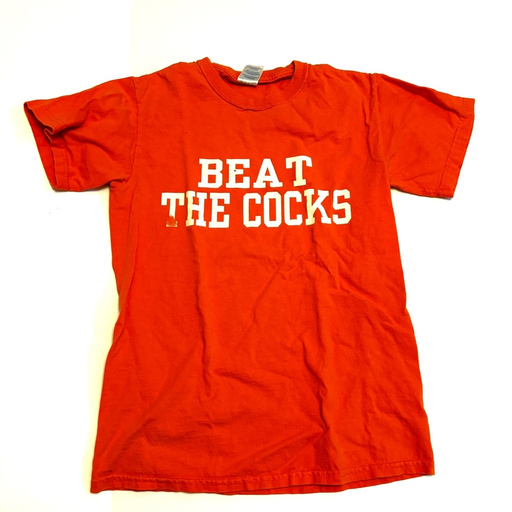 Vintage Clemson Tigers “Beat the Cocks” Bright Orange T-Shirt Size S
